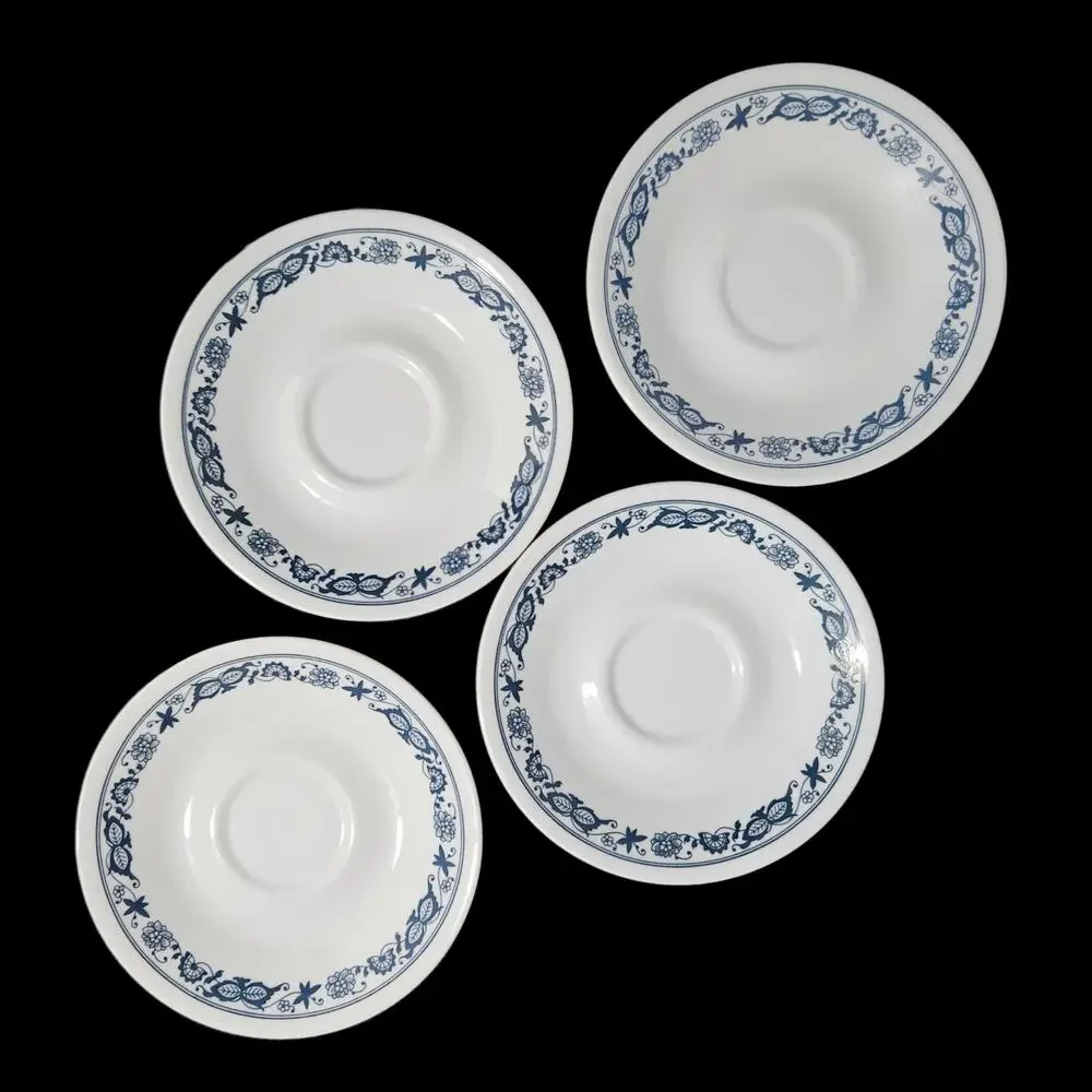 Corelle Old Town Blue Saucers Set of 4 Blue Onion Floral Corning
